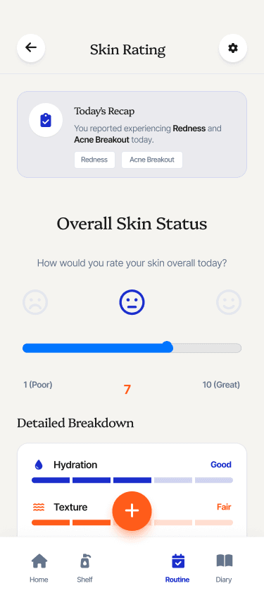 Skin rating screen with detailed breakdown